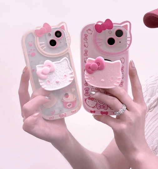 Cute Hello Kitty Phone Case Durable with Popsocket